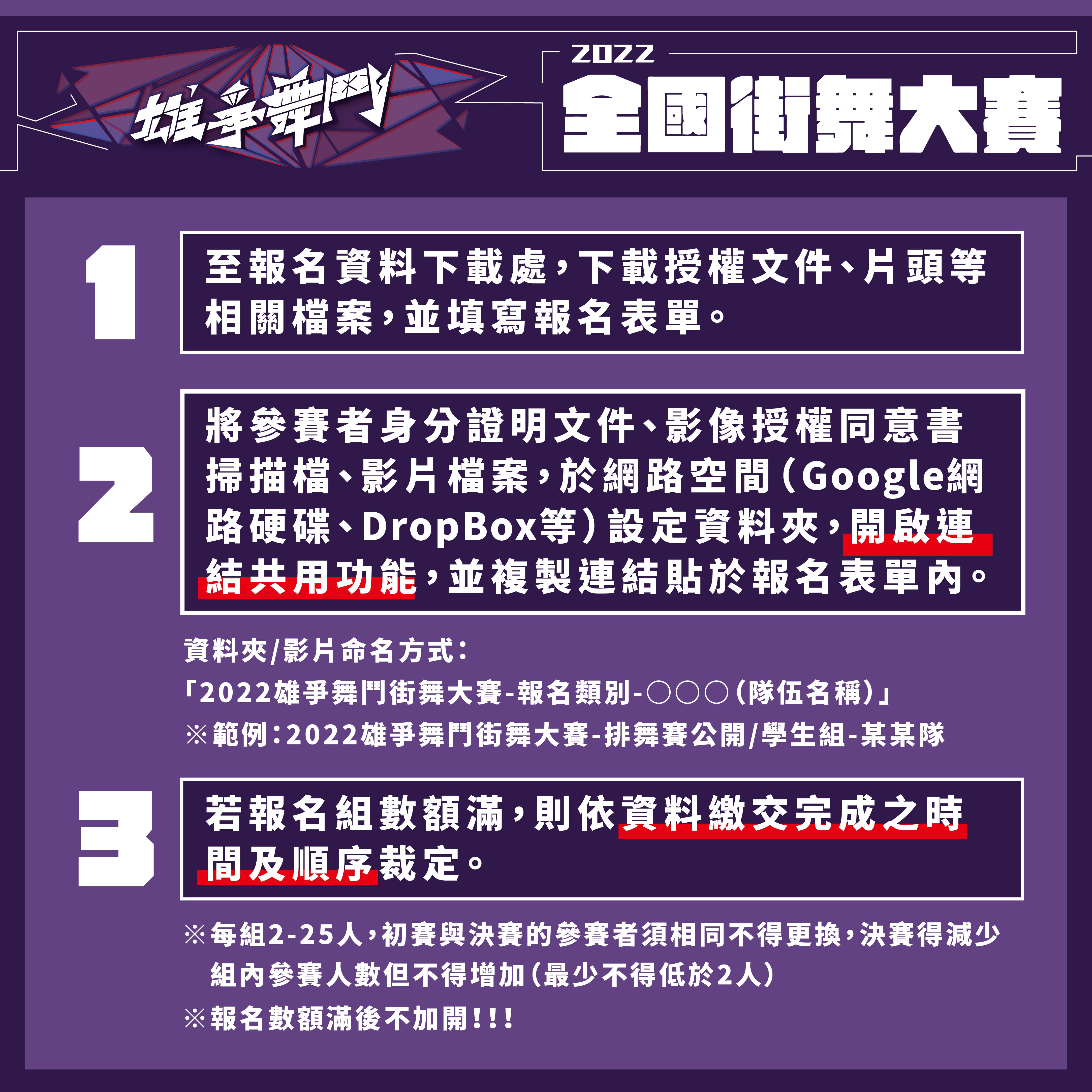 ​【2022雄爭舞鬥全國街舞大賽｜排舞賽線上初選懶人包】的第2張圖片